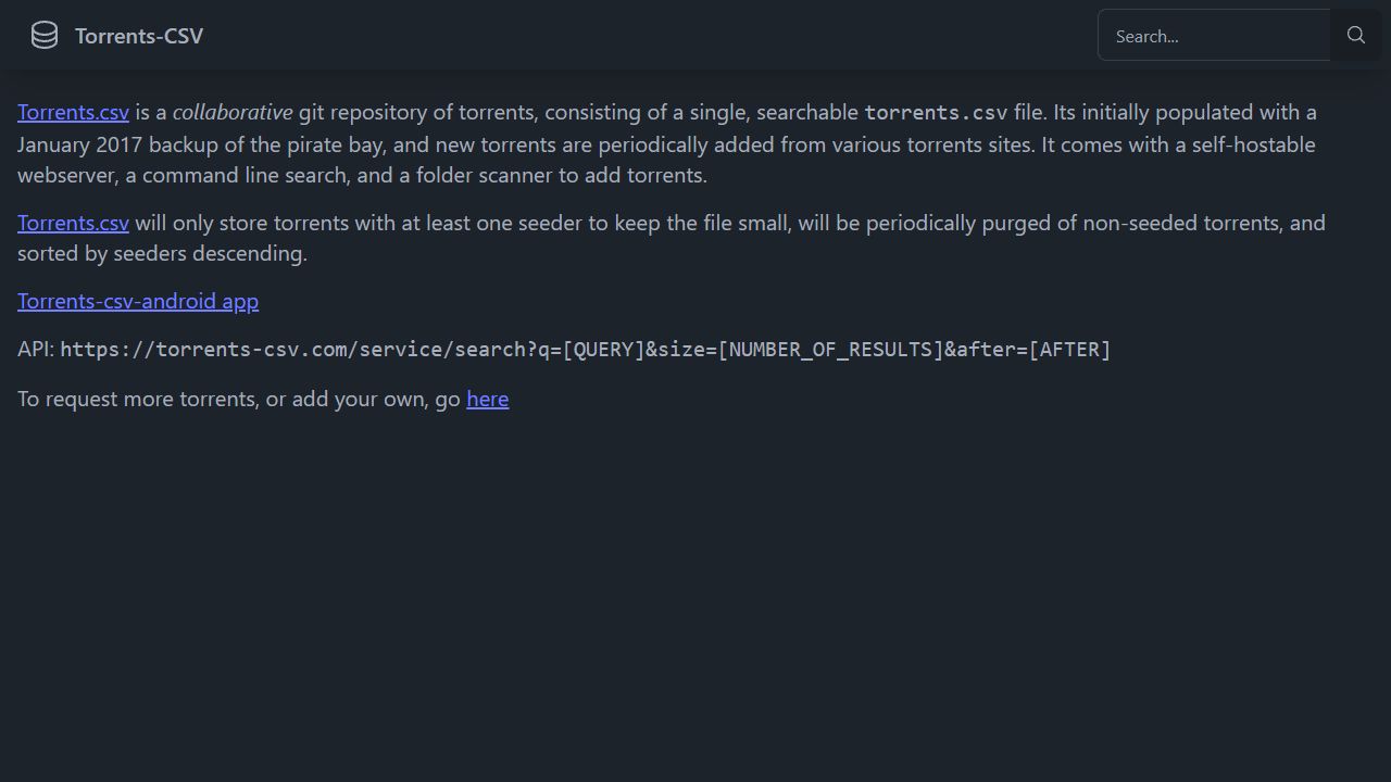 Torrents-CSV preview